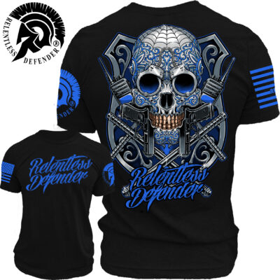Sugar Skull Blue Shirt