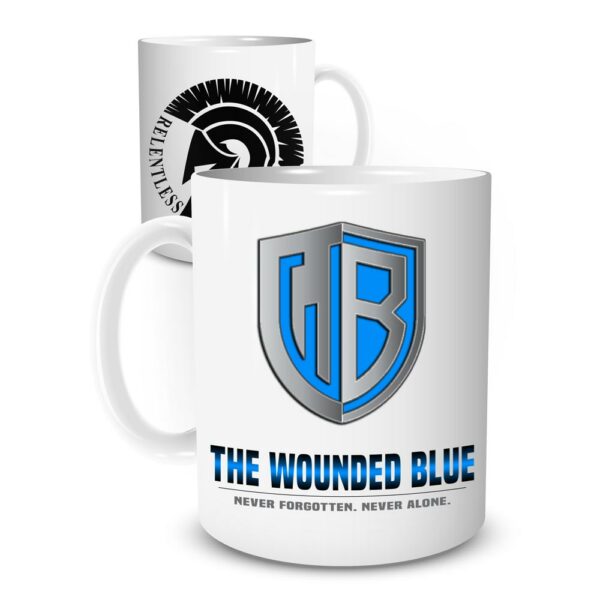 wounded blue logo mug