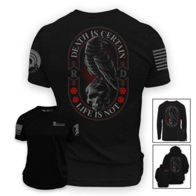 Death is Certain Product Mockup from Relentless Defender Apparel.