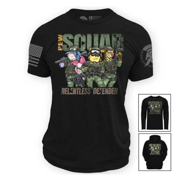 Pew Squad Design Featuring OperatEeyore, PigLEt, Winnie the Pew, and Trigger Main Product Image | Relentless Defender Apparel