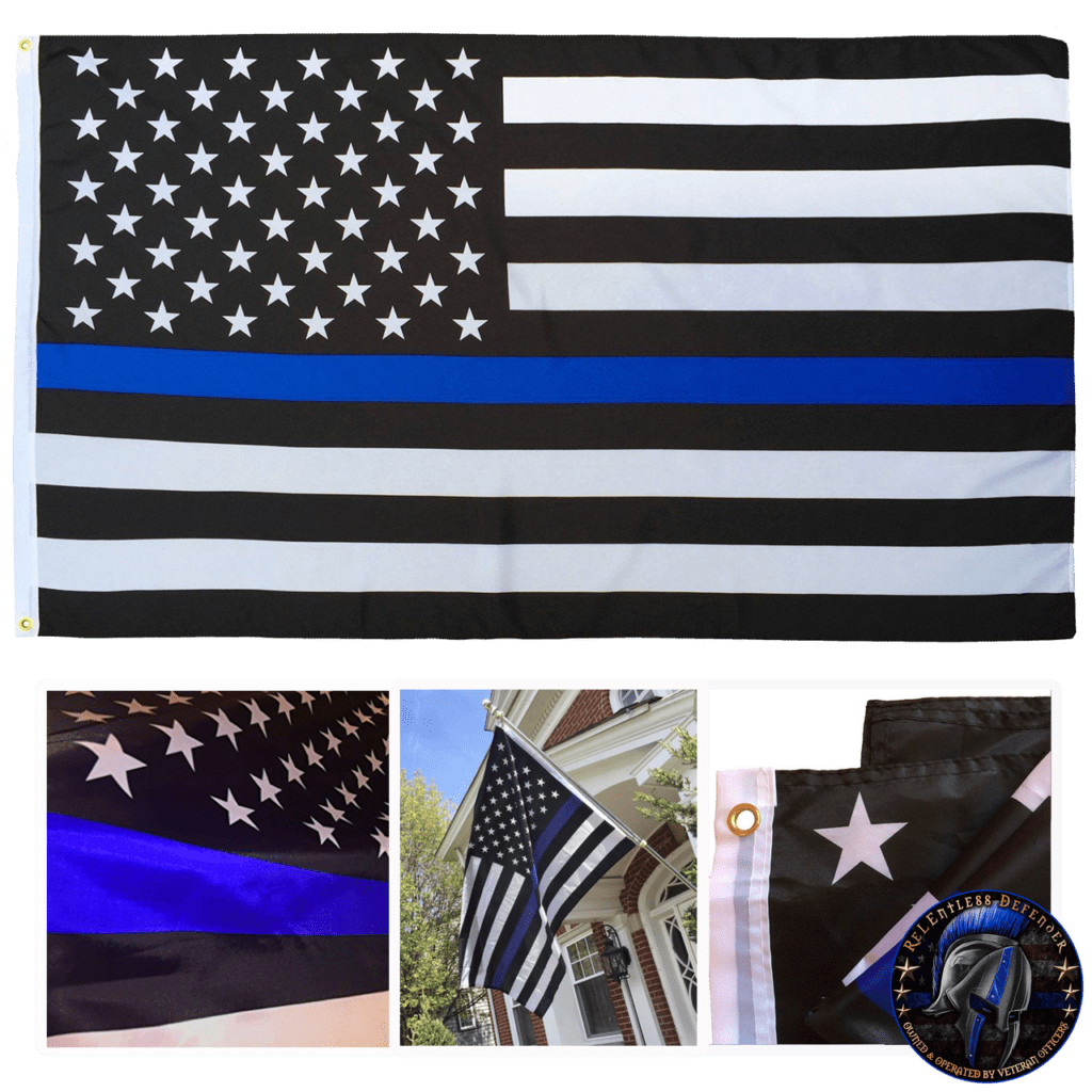 American "Thin Blue Line" Police Flag ReLEntless Defender Apparel